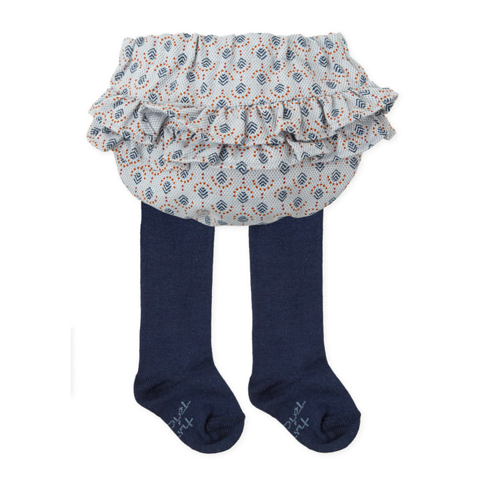 Pantalon bombacho y leotardos . - Azul