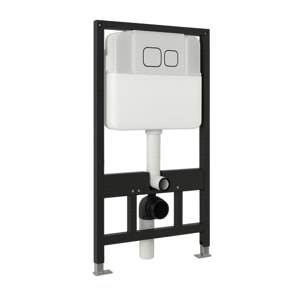 Pack Wc Suspendido + Bastidor | Inodoro Blanco Mate | Pulsador Negro | Cisterna Empotrada | Tapa Amortiguada + Sistema Rimless | Alday