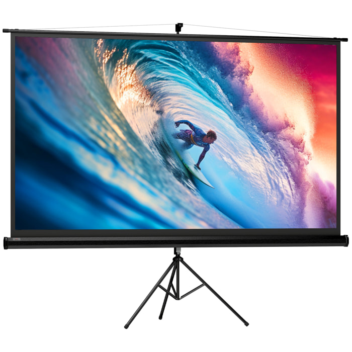 Écran de projection avec support trépied réglable en hauteur home-cinéma vidéo projecteur format 16:9 100 pouces noir
