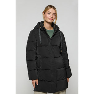 Giaccone Roma nero con cappuccio estraibile e particolari Polo Club