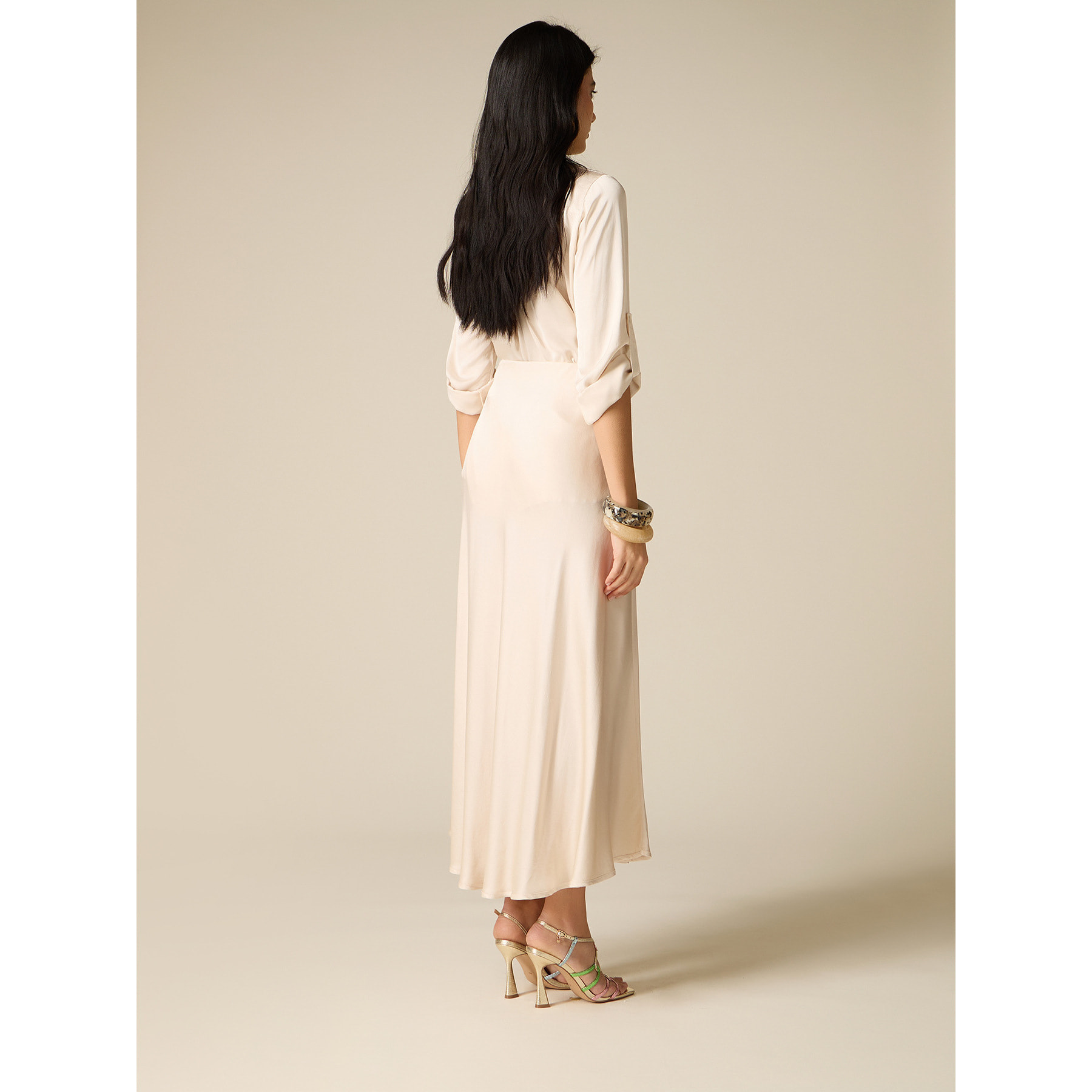 Oltre - Gonna in raso di viscosa - Bianco