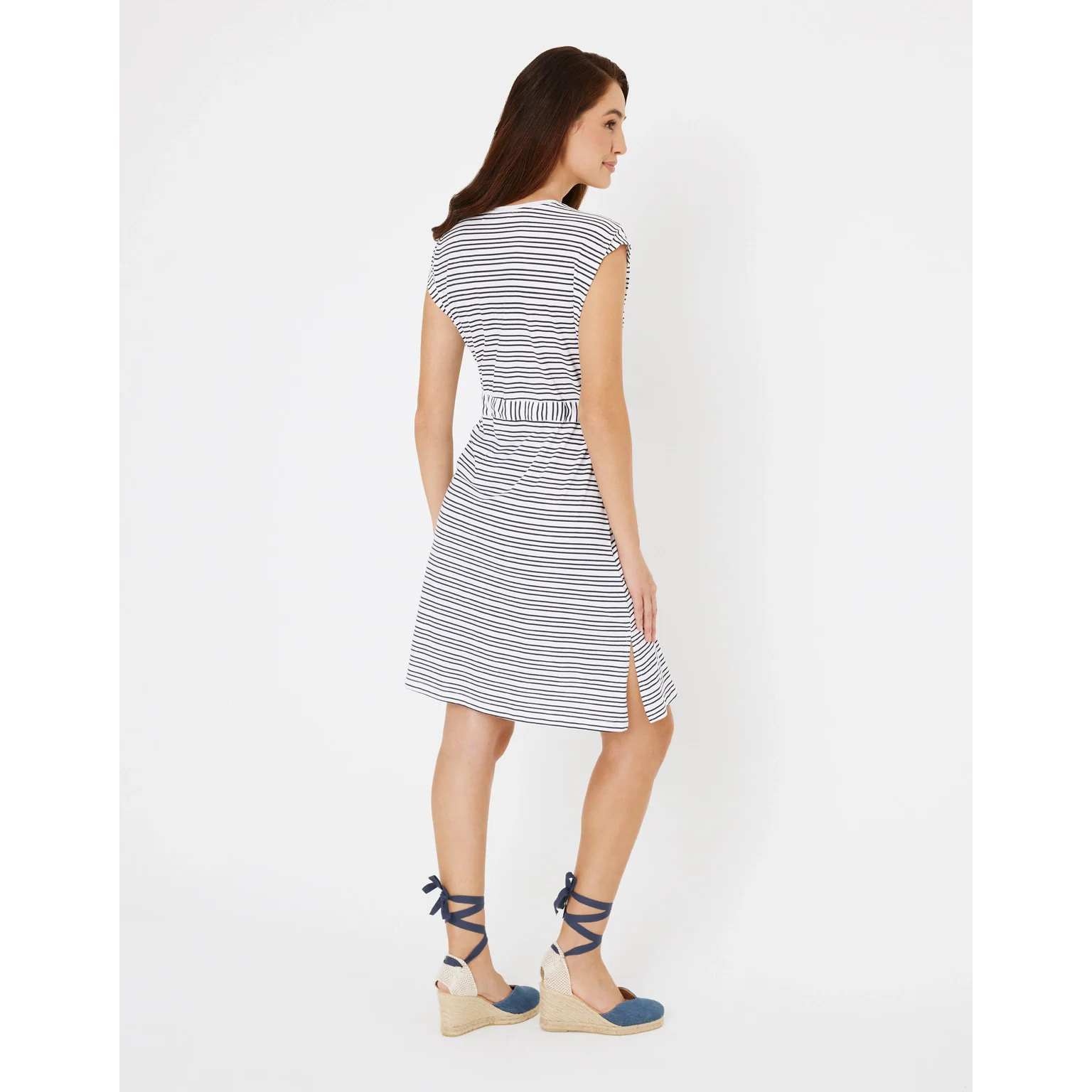 Vestido Corto Algodón de Rayas Azul Marino - Furia