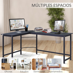 Mesa de Ordenador Escritorio para Oficina 168x120x75cm Negro