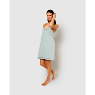 Camisón corto tirantes vainica azul agua