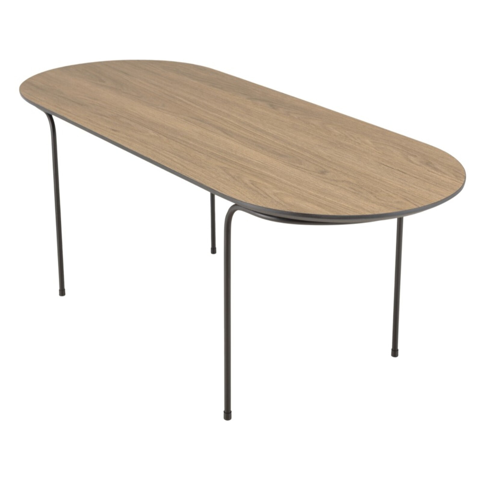 JULIA - Table basse rect. angles arrondis 100x40cm mocha pieds métal