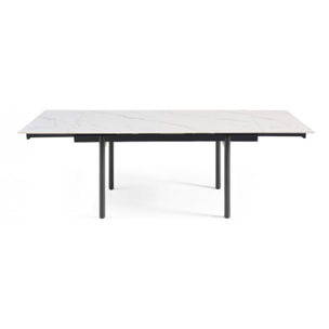 Table extensible en céramique marbre blanc L160/240cm - 9 piètements - UNIK