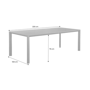 Table de jardin anthracite SACRAMENTO aluminium. 8 places. 220 x 100 x 75 cm