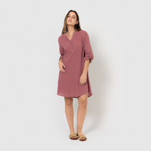 Vestido corto algodón liso malva