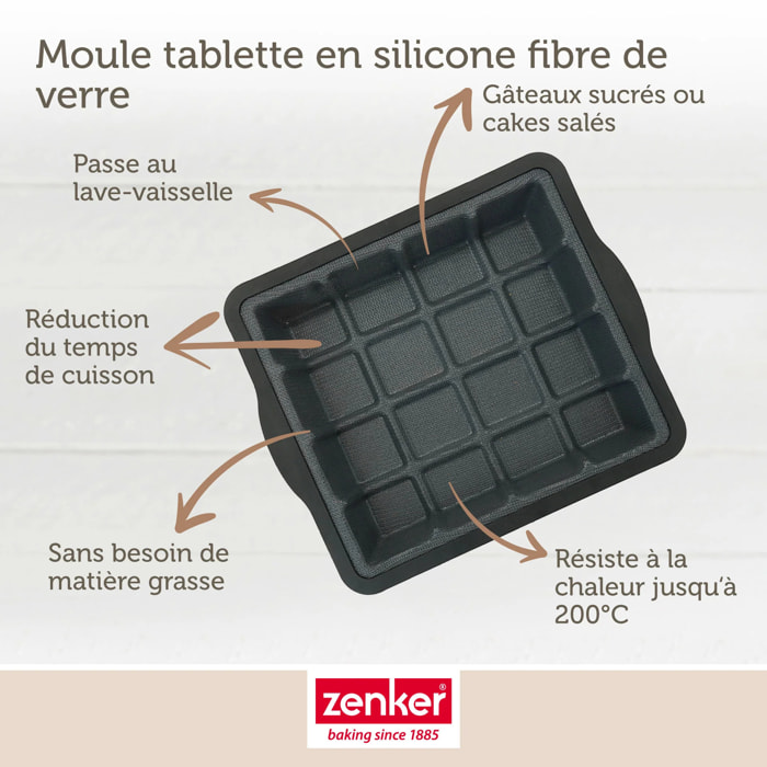 Moule à gâteaux en forme de tablette de chocolat 22 x 24 cm Zenker Silicone fibre de verre