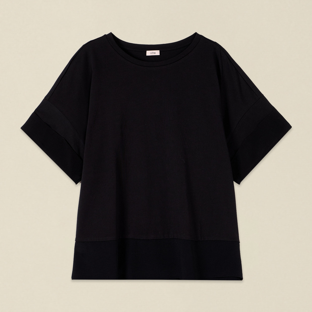 Oltre - T-shirt bimaterica over - Nero