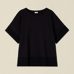 Oltre - T-shirt bimaterica over - Nero