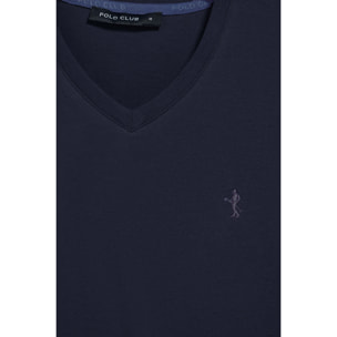 Camiseta azul marino de manga corta y cuello de pico con bordado Rigby Best