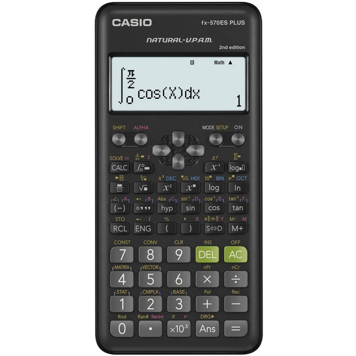 Casio Calculadora modelo FX-570-ESPLUS-IIDesviacion estandar-regresiones-permutacion y combinacion-417 funciones-40constanten cientificas-24 niveles de parentesis-funciones trigonometricas-