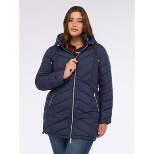 Fiorella Rubino - Piumino lungo trapuntato con cappuccio - Blu