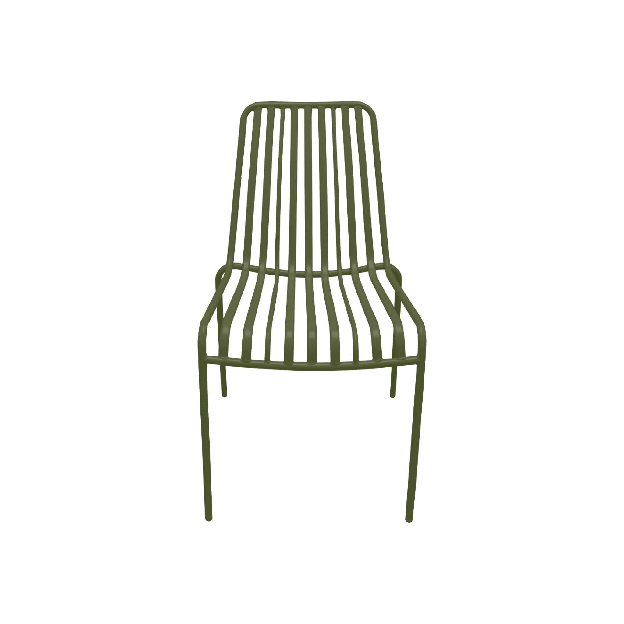 Lot de 2 chaises de jardin FLORIDA kaki empilable en acier. L 59 x P 47.5 x H 78 cm