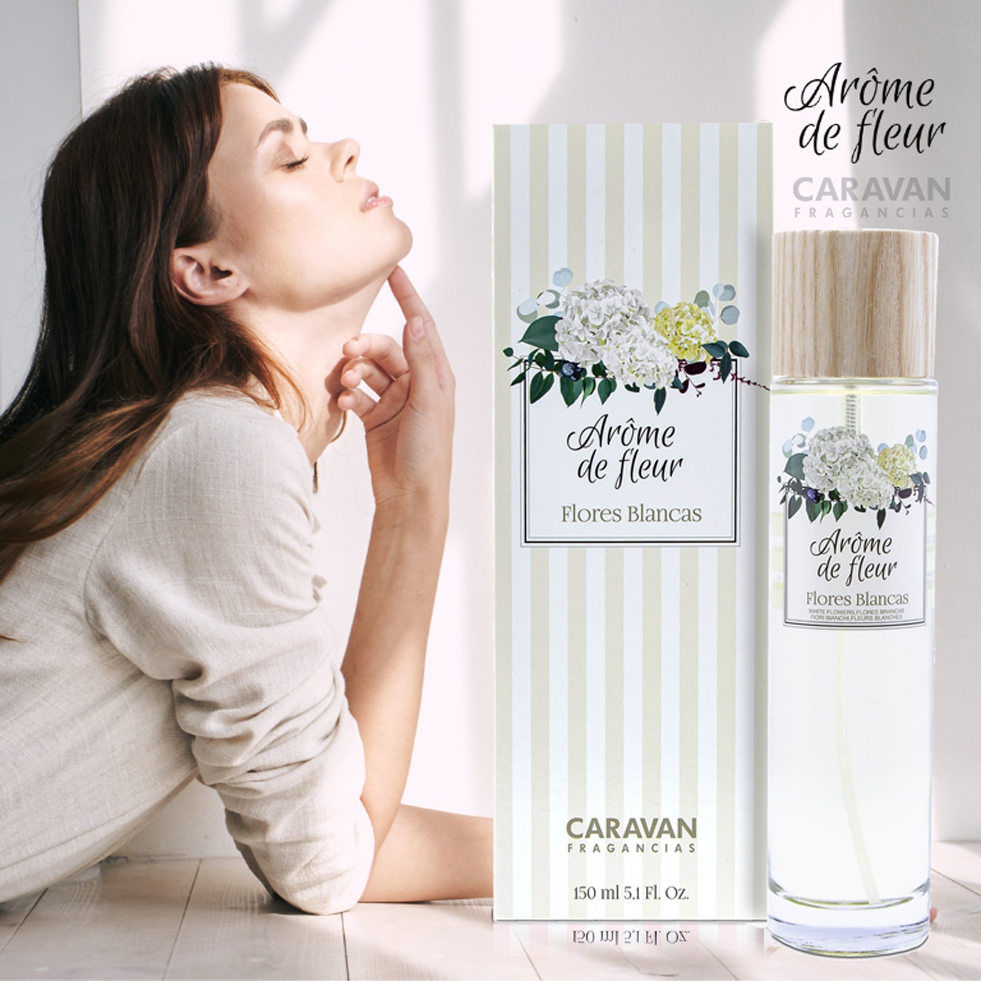 3x frasco 150ml caravan arome de fleur flores blanca