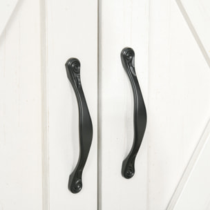 Buffet 2 portes tiroir style rural chic placard avec étagère poignées métal noir aspect bois blanc