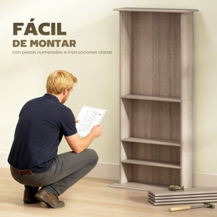 Estantería para CDs y DVDs Soportes para CD Estrechos con 8 Compartimentos Estantes Ajustables para Salón Oficina 58x24x126,3 cm Madera Natural