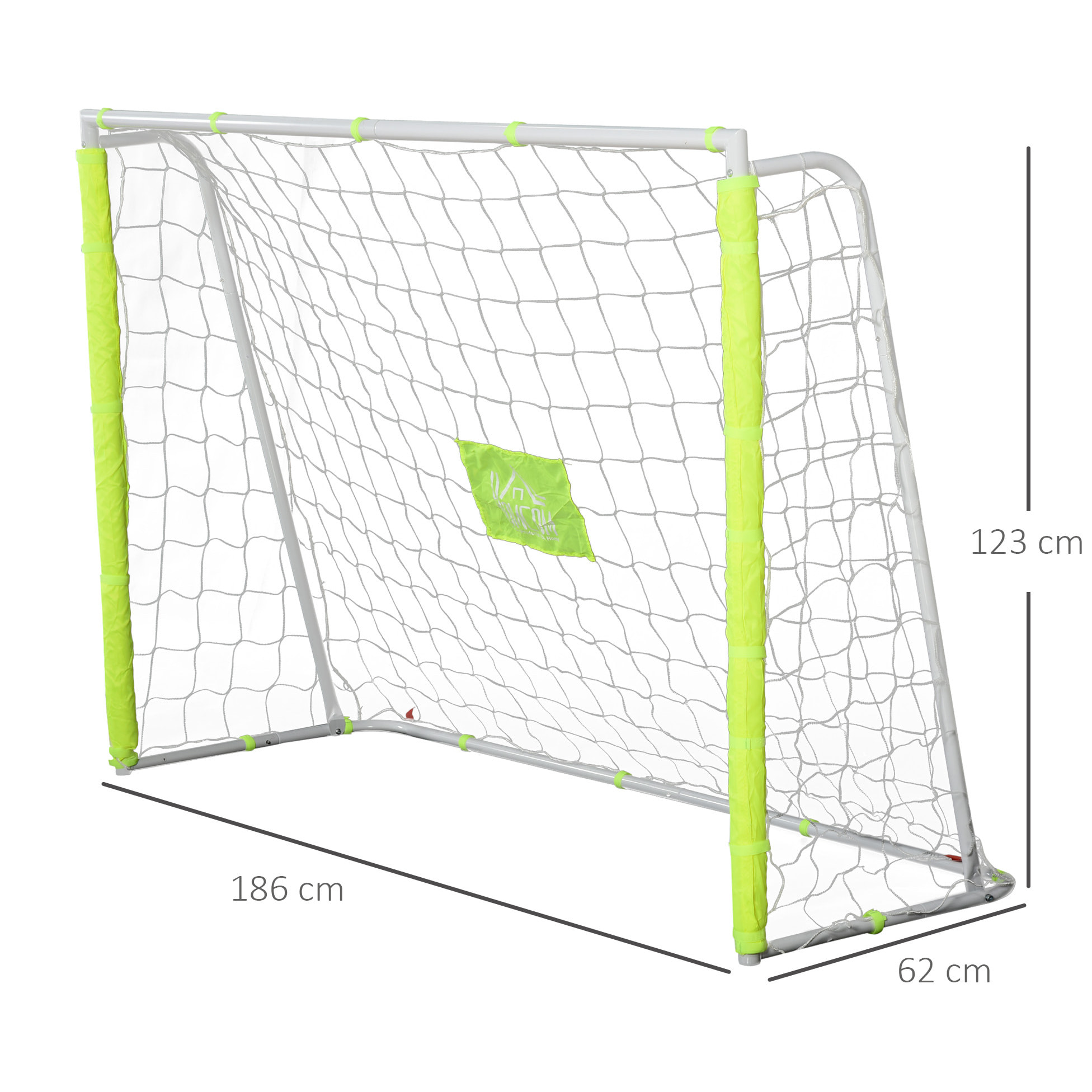 Portería de Fútbol, Puerta de Fútbol con Soporte de Metal y Red, para Entrenamiento en Jardín, Aire Libre, 186x62x123 cm, Blanco y Amarillo