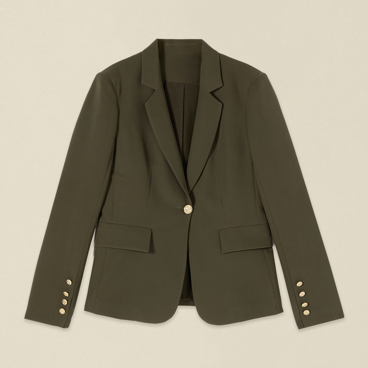 Oltre - Blazer monopetto con bottoni dorati - Verde militare