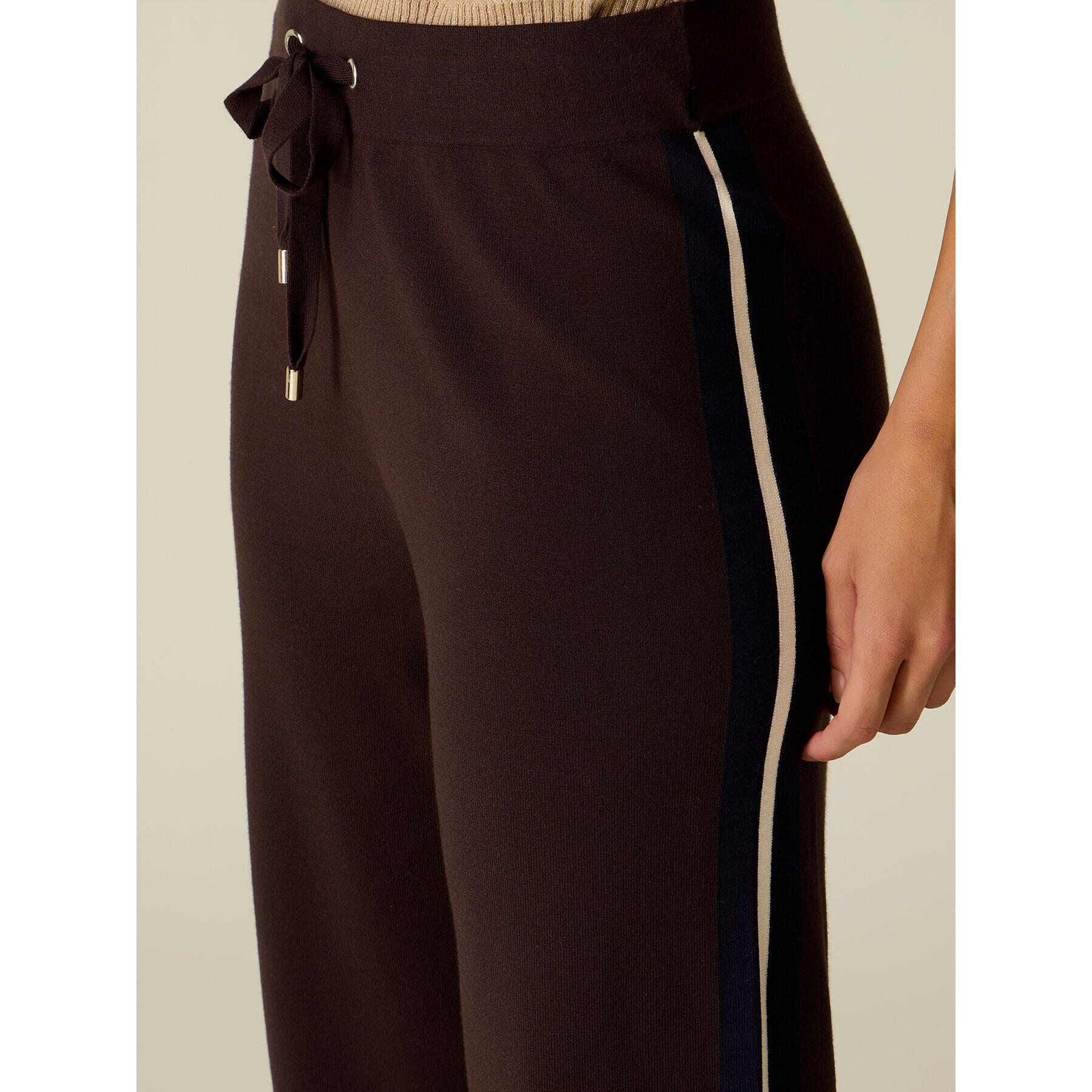 Oltre - Pantaloni palazzo in maglia - Marrone