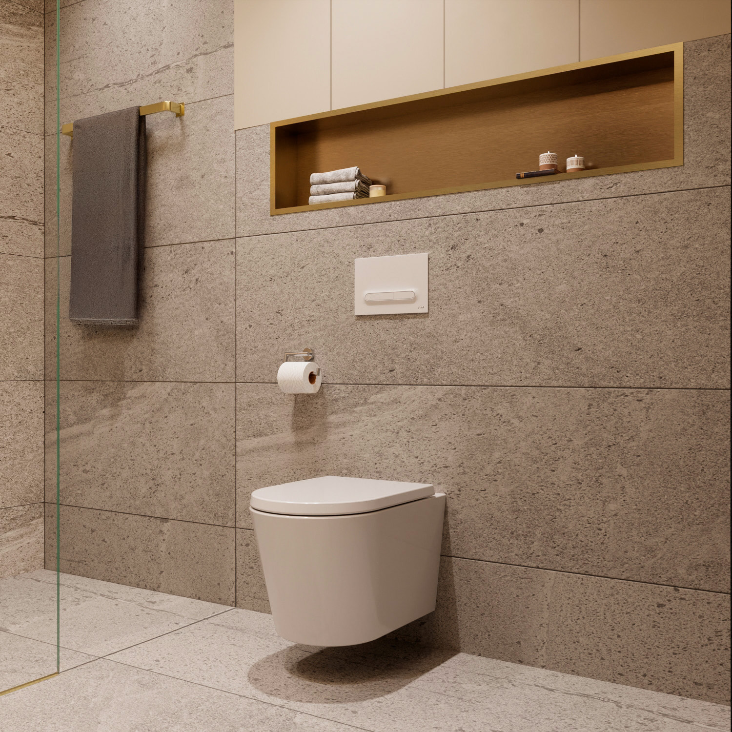 Niche de Douche à encastrer, Acier Inoxydable 304, 119x26x10cm, Or brossé PVD