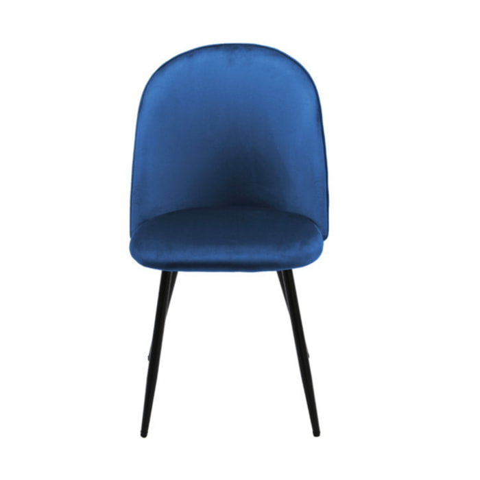 Chaise en velours dossier capitonné pieds métal Noir- SANSA