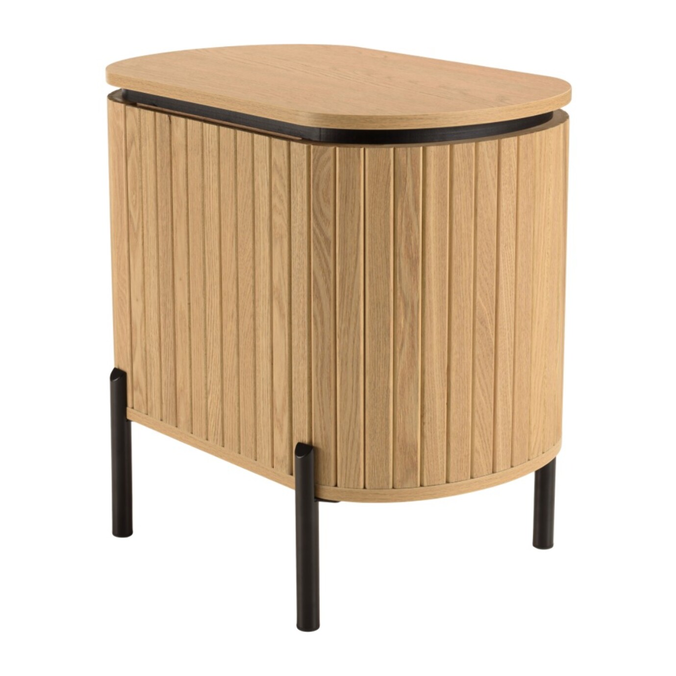 CHARLIE - Table de chevet bois 1 porte style rétro pin marron