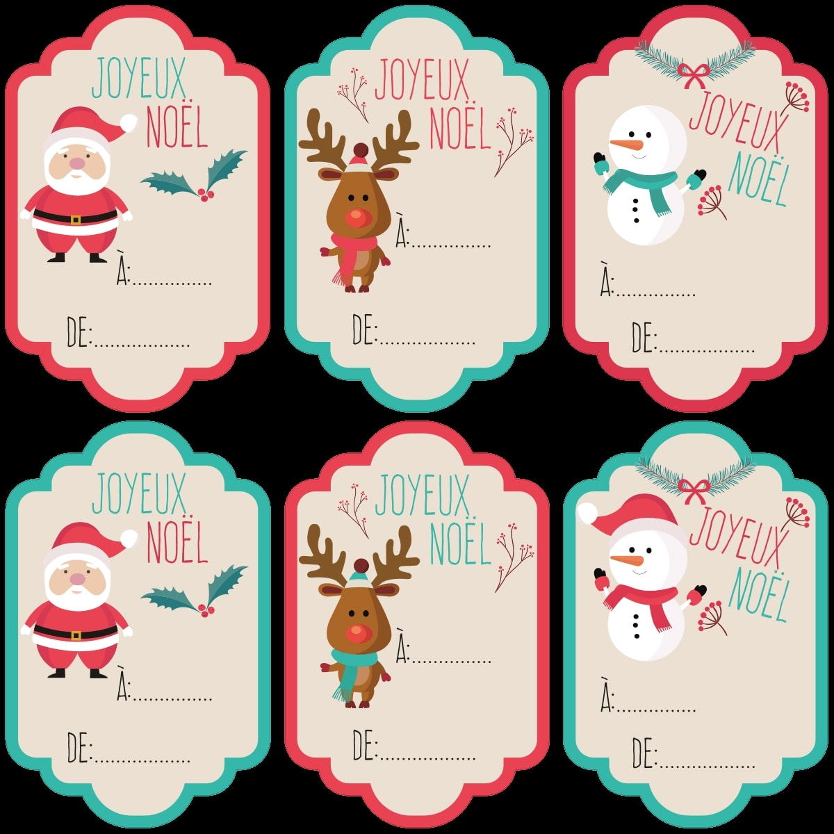 Sticker Noël 6 étiquettes pour cadeaux - Autocollants stickers adhésifs noël - décoration fêtes