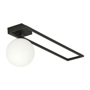 Lampada da soffitto Imago in metallo nero e vetro opale