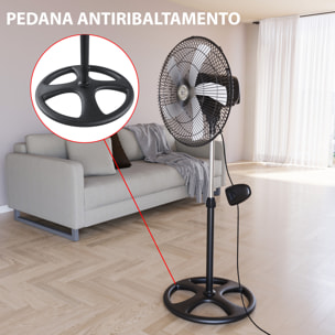Ventilatore A Piantana Potente Da 75W Per Pavimento 5 Pale In Acciaio Da 42 Cm Silenzioso 3 Velocità Oscillante Altezza e Inclinazione Regolabili