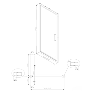 TEX-C ensemble porte compact/paroi 90x100cm anticalcaire avec profilés chrome brillant (SATTEXC90S100)