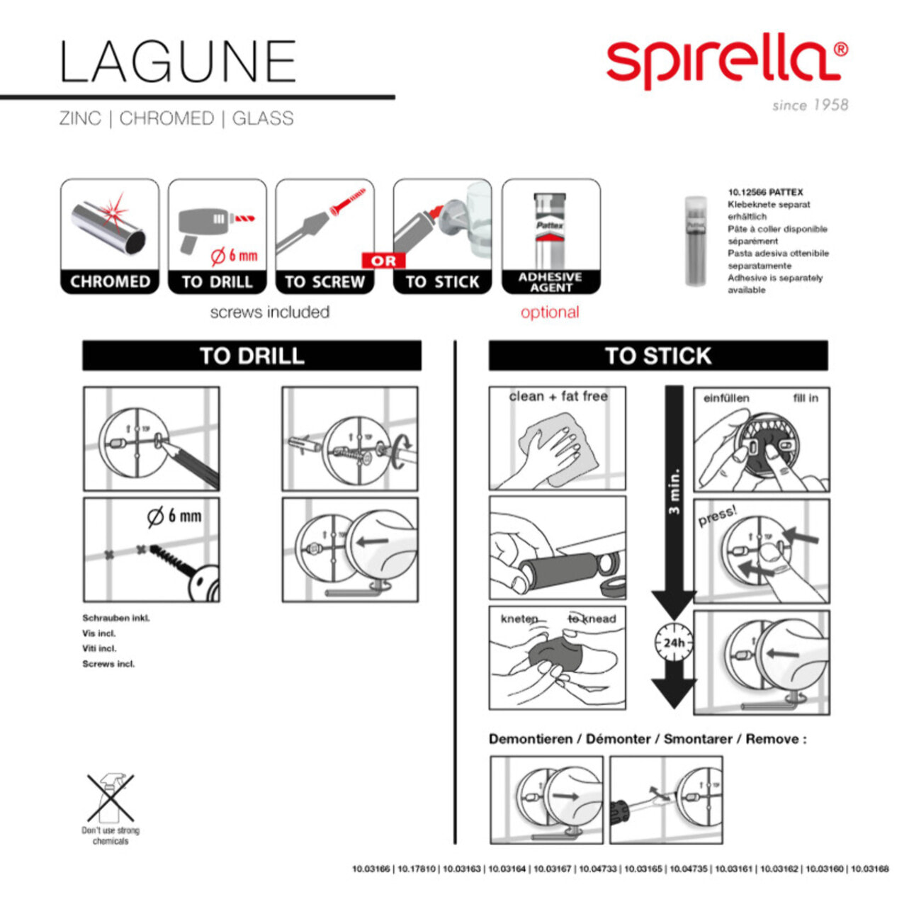 Gobelet à  fixer Verre & Acier LAGUNE Chromé Transparent Spirella