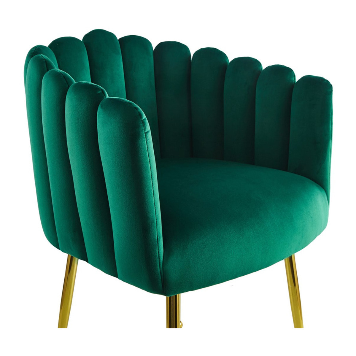Sedia Mucha 100 in velluto verde smeraldo con gambe dorate