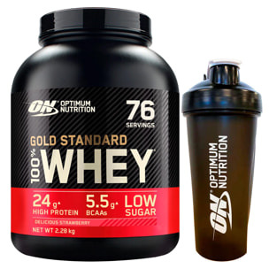 Gold Standard 100% Whey Proteine con Aminoacidi Fragola 2,28kg 76 Porzioni + Shaker