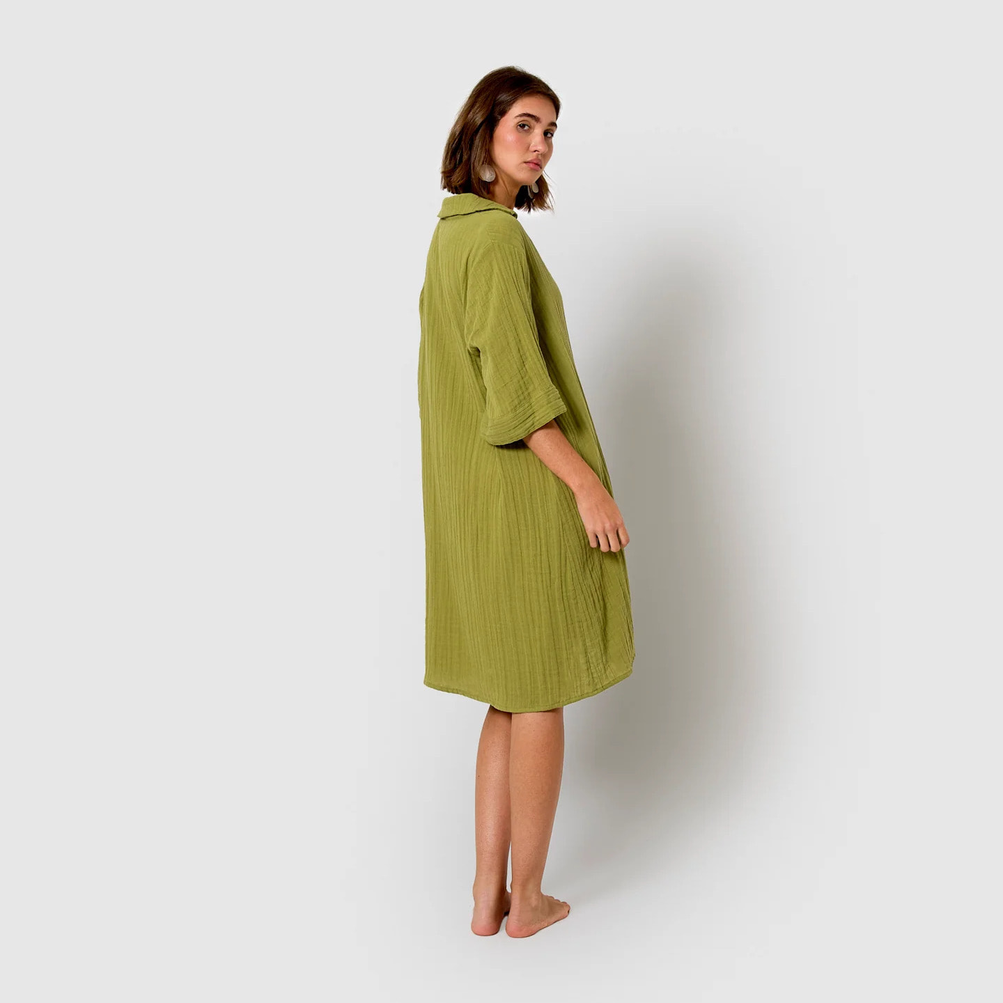 Vestido corto muselina lima