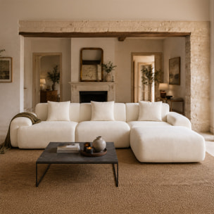 Canapé nuage compressé modulable en tissu chenille beige 4-5 places BURGESS