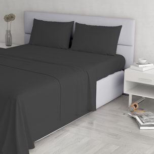 COMPLETO LETTO ELEGANT, 100% Microfibra, No Stiro - GRIGIO SCURO
