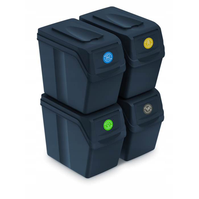 Juego de 4 cubos de reciclaje 80L Prosperplast Sortibox, antracita