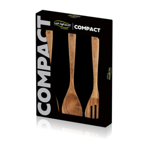 Set 3pc utensilios de cocina madera de acacia compact