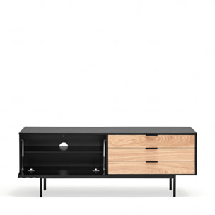 Mueble de televisión Sierra 1 puerta y 3 cajones negro y roble