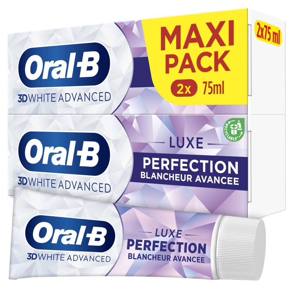 2x2 Dentifrices Oral-B 3D White Luxe Perfection 75 ml