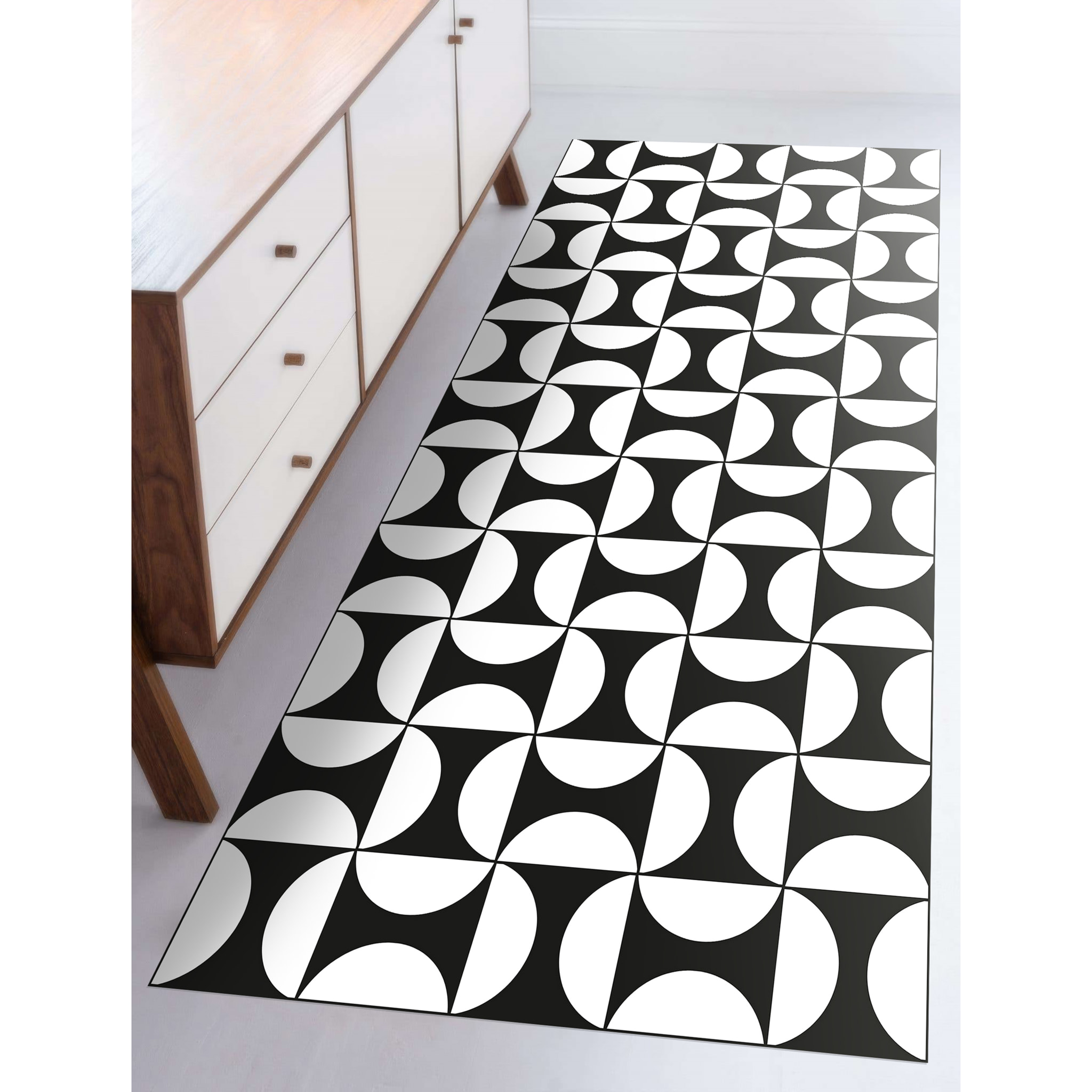 Alfombra de vinilo Eclipse 50x140 cm - PVC antideslizante, vinilica para cocina o salón, lavable, estilo geométrico