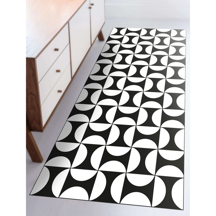 Alfombra de vinilo Eclipse 50x140 cm - PVC antideslizante, vinilica para cocina o salón, lavable, estilo geométrico