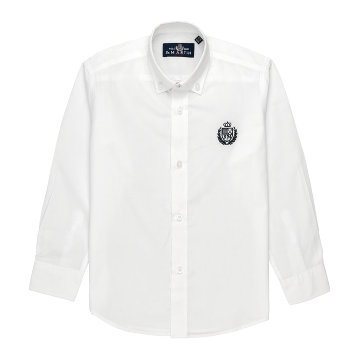 Camicia popeline con logo ricamato