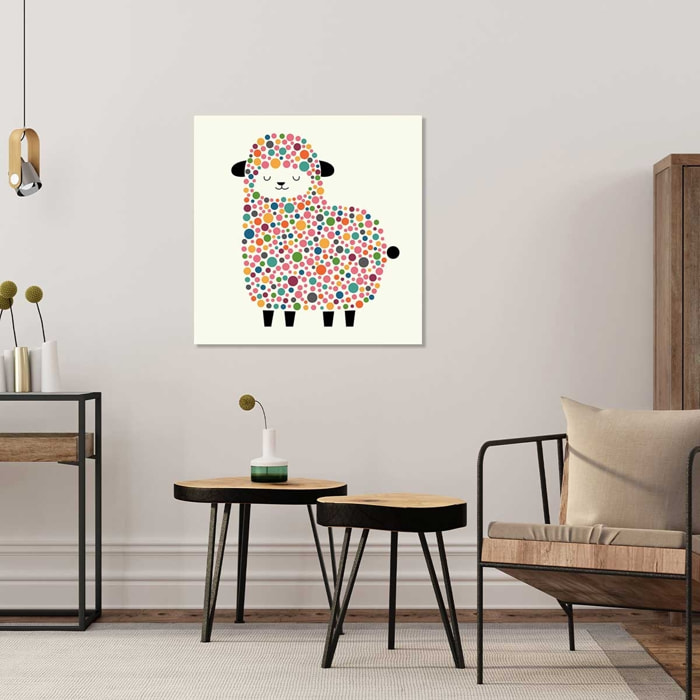 Tableau mouton à pois Toile imprimée