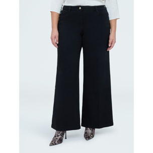 Fiorella Rubino - Jeans Wide Leg lavado total black - Negro