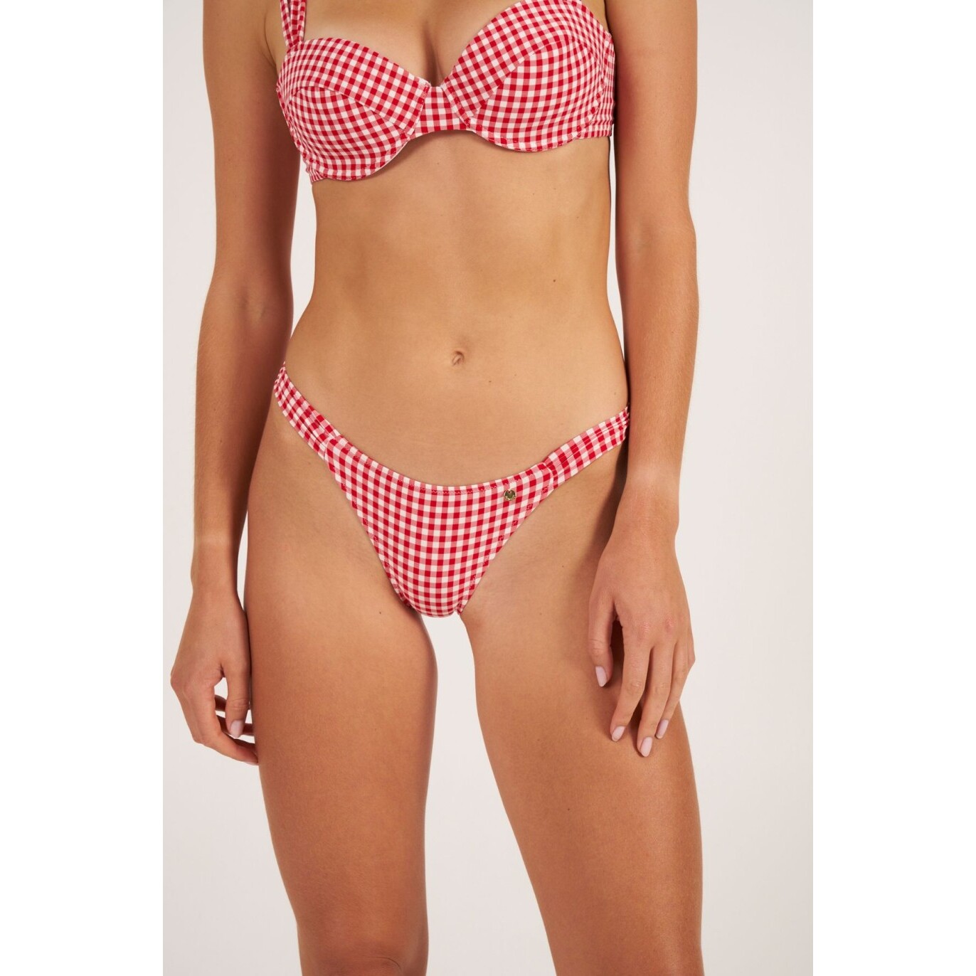 Braga de bikini semibrasileña con estampado vichy