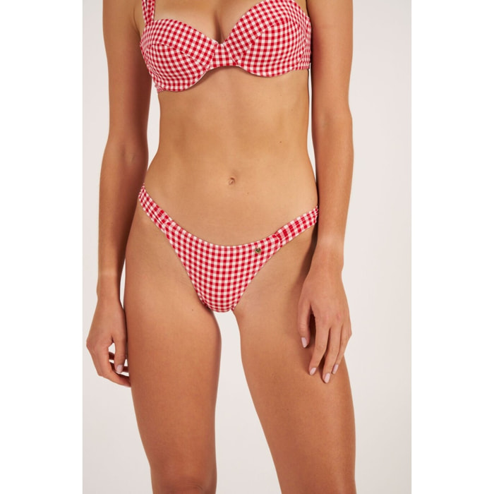 Braga de bikini semibrasileña con estampado vichy