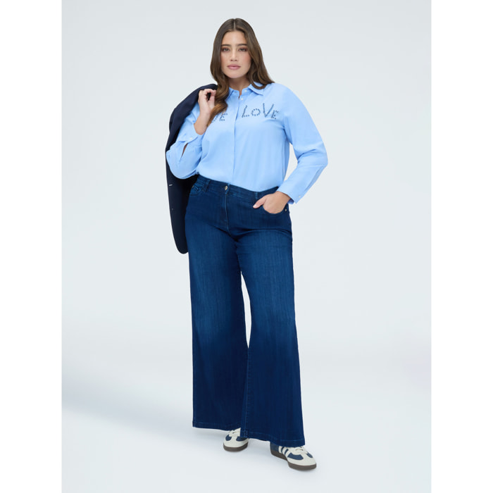 Fiorella Rubino - Jeans Wide Leg lavado azul - Azul